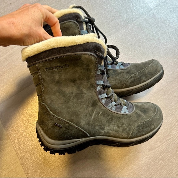 Patagonia Lugano Lace High Waterproof Boot Women's suede $199 Sz 9.5 primaloft - Picture 1 of 8